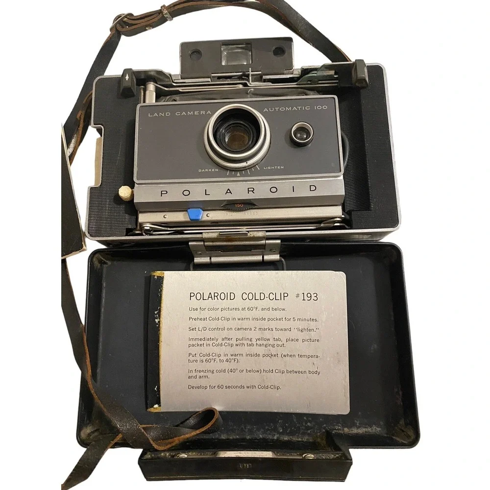 Vintage Polaroid‎ Automatic 100 Land Camera, Case, Instruction Manual